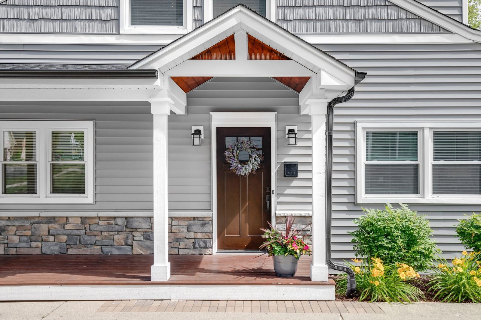 Freshly painted siding on a residential home